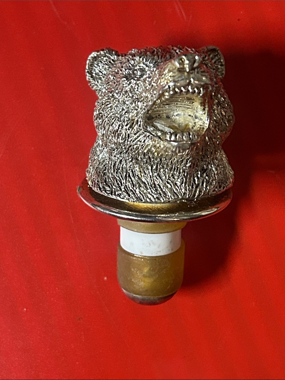 Bear Head Bottle Stopper - Silver Tone
